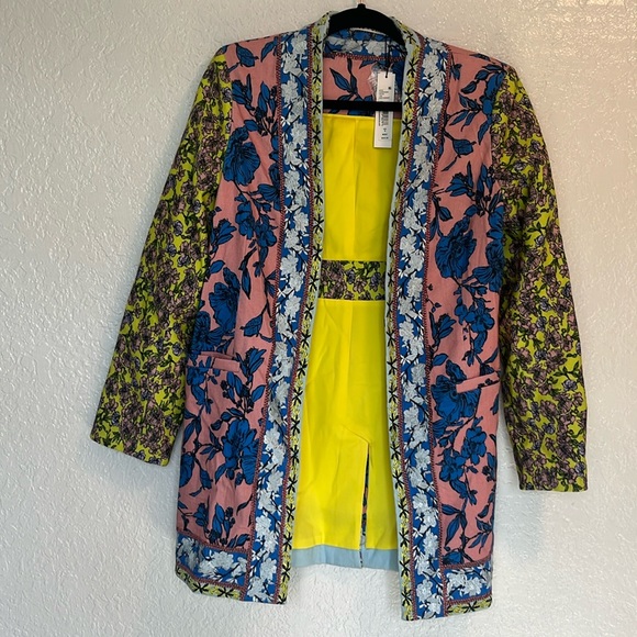 NWT Alice + Olivia Simpson Floral Embroidered Linen Long Blazer Jacket 8 - Picture 7 of 11